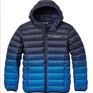 Eddie Bauer Boys Peacoat Down Reversible Hooded Puffer Jacket
